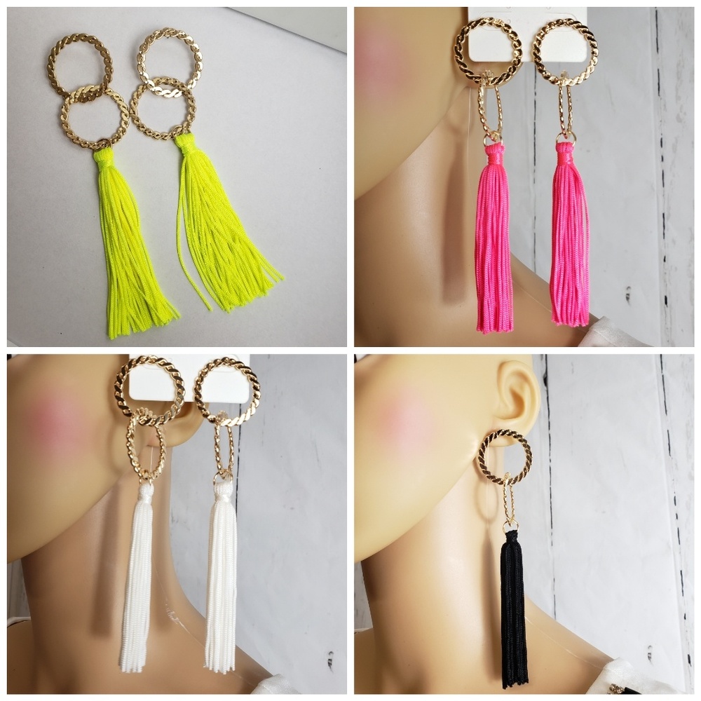 Fringed tassel Earrings post hook lead & nickel